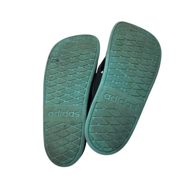 Adidas Men Flip Flop Sandals Size 7 Black & Aqua Rubber Sole Comfortable USED - Picture 4 of 5